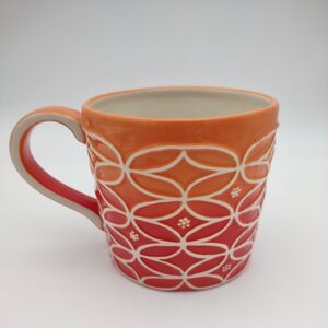 Starbucks 2009 Orange Ombre Hand Painted Coffee Tea Mug Cup 14 oz